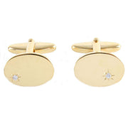 David Van Hagen Oval Cubic Zirconia Cufflinks - Gold