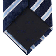 David Van Hagen Regimental Striped Tie - Navy/White/Lilac