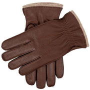 Dents Edington Cashmere Lined Deerskin Leather Gloves - Walnut Brown/Beige