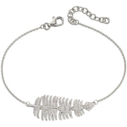 Elements Silver CZ Drop Leaf Bracelet - Silver