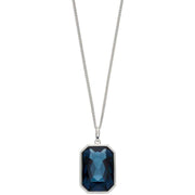 Elements Silver Elonged Octogen Montana Blue Crystal Pendant - Silver/Blue