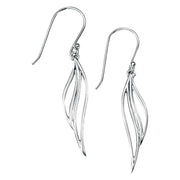 Elements Silver Open Leaf Drop Earrings - Silver