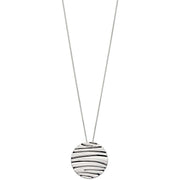 Elements Silver Ripple Texture Disc Pendant - Silver