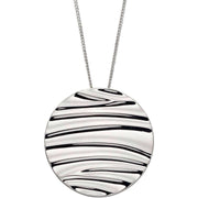 Elements Silver Ripple Texture Disc Pendant - Silver