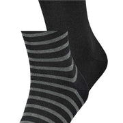 Esprit Fine Stripe 2 Pack Socks - Black