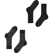 Esprit Fine Stripe 2 Pack Socks - Black