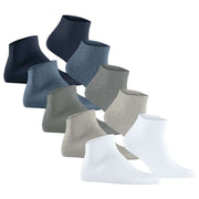 Esprit Solid Mix 5 Pack Sneaker Socks - White/Grey -