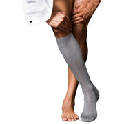 Falke No9 Pure Fil d'Ecosse Smooth Flat Knit Knee High Socks - Light Grey Melange