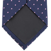 Knightsbridge Neckwear Spotted Silk Tie - Navy/Pink