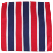 Knightsbridge Neckwear Striped Silk Pocket Square - Red/Silver/Navy