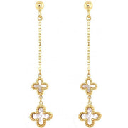 Mark Milton Mother of Pearl Flower Drop Earrings - Gold