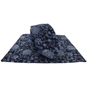 Michelsons of London Outline Floral Tie and Pocket Square Set - Grey