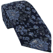 Michelsons of London Outline Floral Tie and Pocket Square Set - Grey