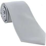 Michelsons of London Plain Polyester Pocket Square and Tie Set - Light Grey