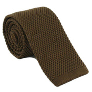 Michelsons of London Skinny Silk Knitted Tie - Brown