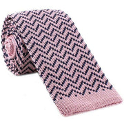 Michelsons of London Zig Zag Silk Knitted Skinny Tie - Pink/Navy