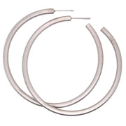 Ti2 Titanium Large Round Hoop Earrings - Natural Brushed Silver