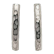 Ti2 Titanium Ripple Stud Earrings - Natural Silver