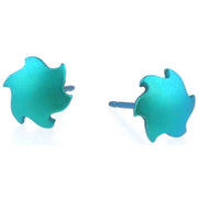 Ti2 Titanium Sun Stud Earrings - Kingfisher Blue