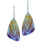 Ti2 Titanium Wave Pattern Plectrum Drop Earrings - Blue